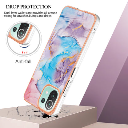 YB IMD Series-1 Phone Back Protector for Xiaomi Mi 11 Lite 4G / 5G / 11 Lite 5G NE Marble Floral Pattern Electroplating TPU Cover
