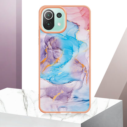 YB IMD Series-1 Phone Back Protector for Xiaomi Mi 11 Lite 4G / 5G / 11 Lite 5G NE Marble Floral Pattern Electroplating TPU Cover