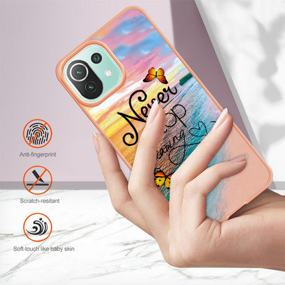 YB IMD Series-1 Phone Back Protector for Xiaomi Mi 11 Lite 4G / 5G / 11 Lite 5G NE Marble Floral Pattern Electroplating TPU Cover