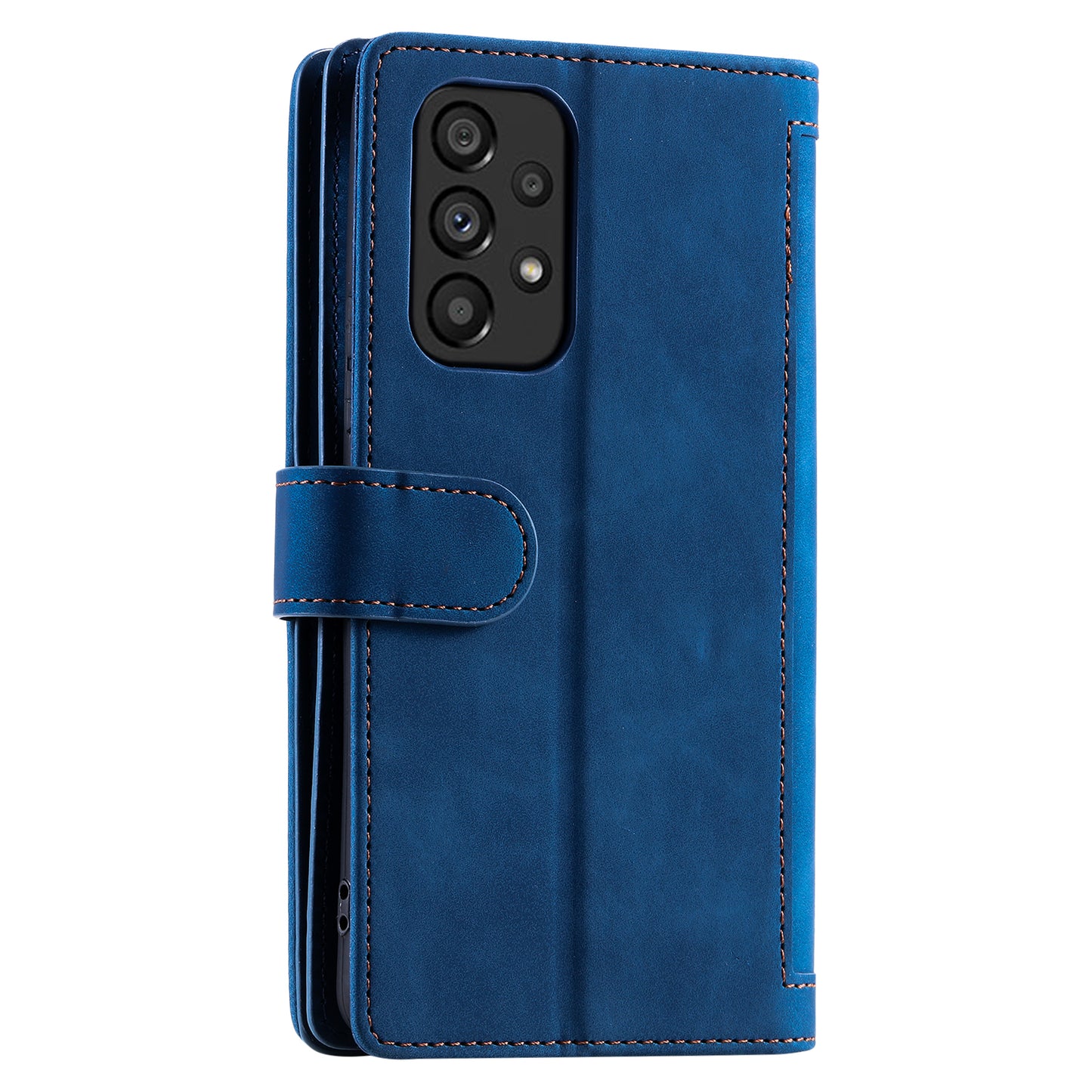 PU Leather Phone Case For Samsung Galaxy A33 5G , Zipper Pocket 9 Card Slots Phone Shell Cover