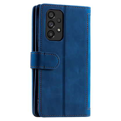 PU Leather Phone Case For Samsung Galaxy A33 5G , Zipper Pocket 9 Card Slots Phone Shell Cover