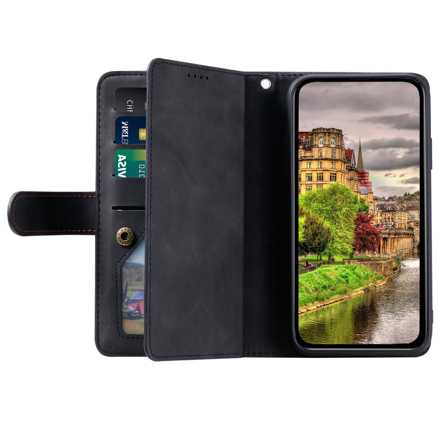 PU Leather Phone Case For Samsung Galaxy A33 5G , Zipper Pocket 9 Card Slots Phone Shell Cover