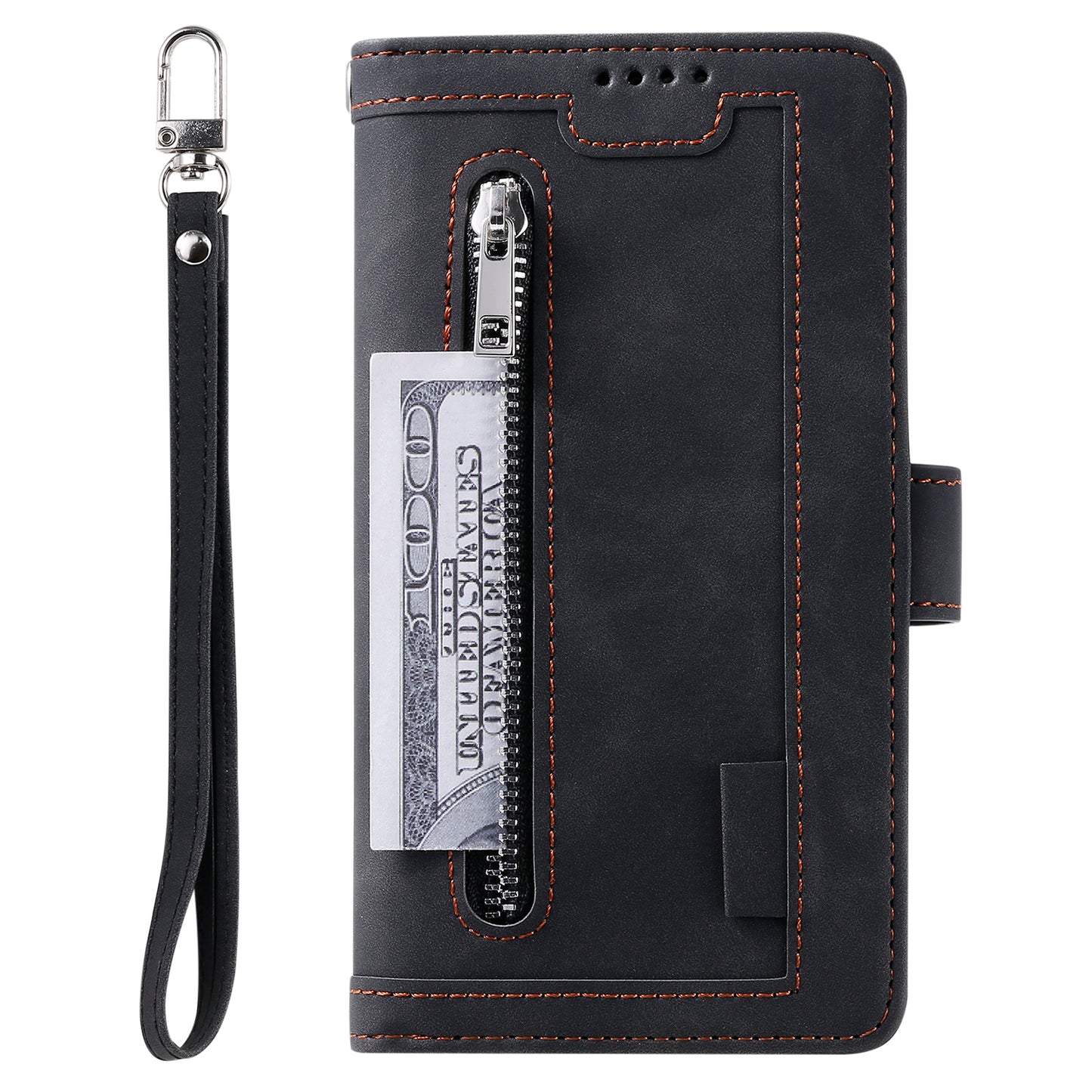PU Leather Phone Case For Samsung Galaxy A33 5G , Zipper Pocket 9 Card Slots Phone Shell Cover