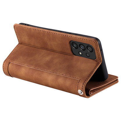 PU Leather Phone Case For Samsung Galaxy A33 5G , Zipper Pocket 9 Card Slots Phone Shell Cover