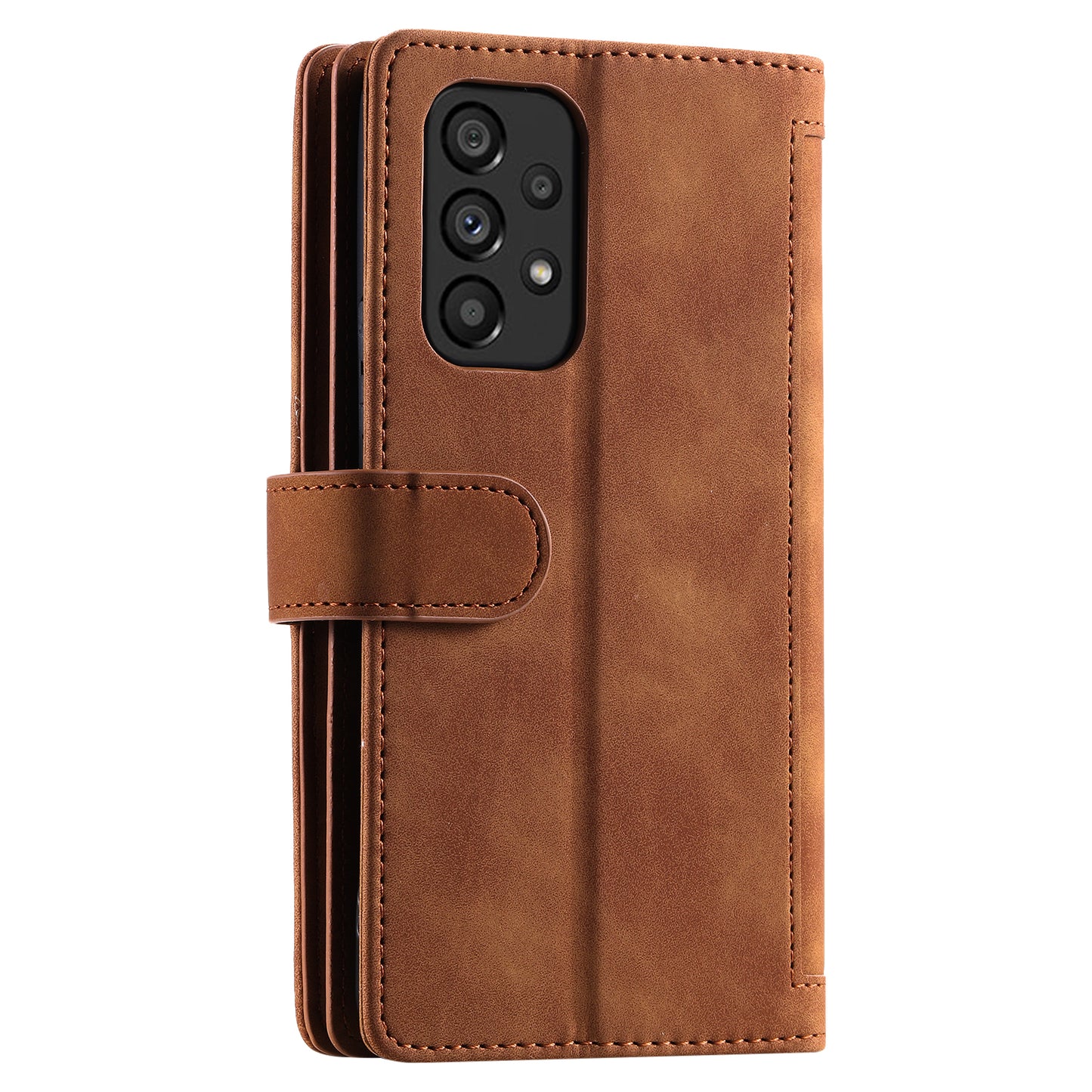 PU Leather Phone Case For Samsung Galaxy A33 5G , Zipper Pocket 9 Card Slots Phone Shell Cover