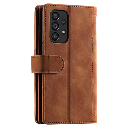 PU Leather Phone Case For Samsung Galaxy A33 5G , Zipper Pocket 9 Card Slots Phone Shell Cover