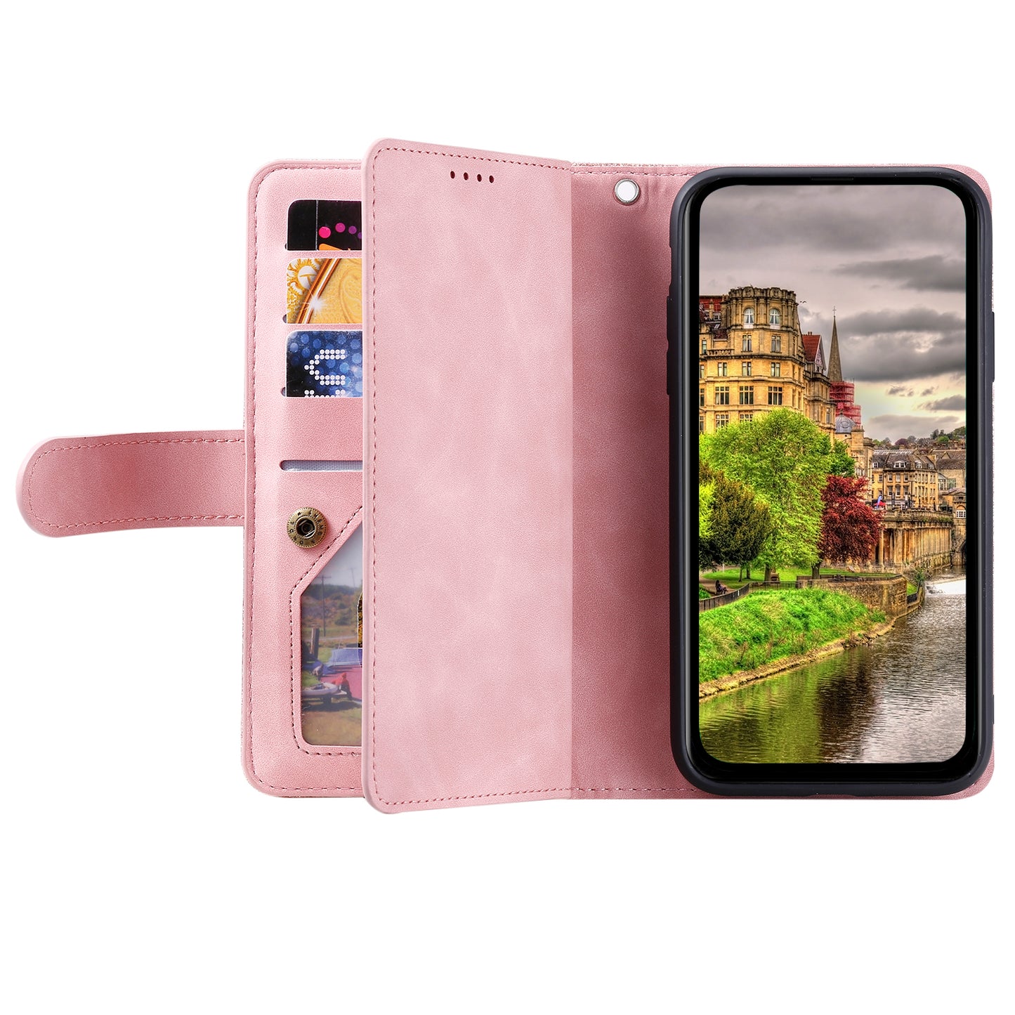 PU Leather Phone Case For Samsung Galaxy A33 5G , Zipper Pocket 9 Card Slots Phone Shell Cover
