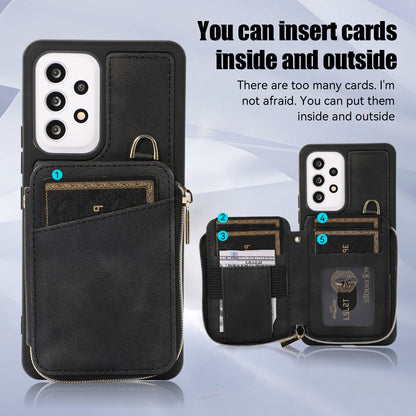 For Samsung Galaxy A13 4G / A13 5G / M13 5G / A04s 4G / A04 4G Zipper Phone Case PU Leather+TPU Kickstand Phone Cover