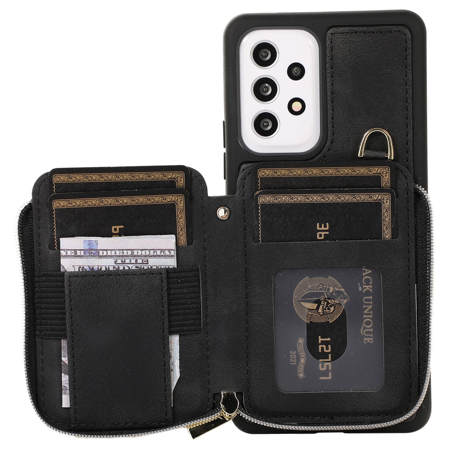 For Samsung Galaxy A13 4G / A13 5G / M13 5G / A04s 4G / A04 4G Zipper Phone Case PU Leather+TPU Kickstand Phone Cover