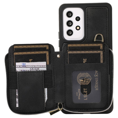 For Samsung Galaxy A13 4G / A13 5G / M13 5G / A04s 4G / A04 4G Zipper Phone Case PU Leather+TPU Kickstand Phone Cover