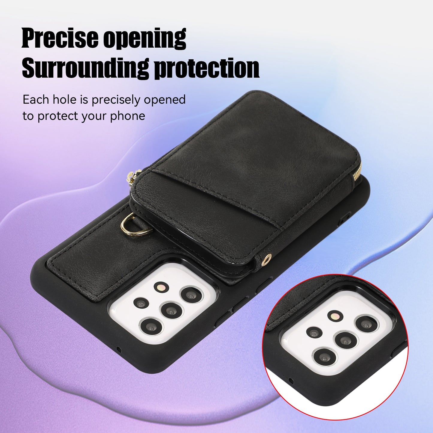 For Samsung Galaxy A13 4G / A13 5G / M13 5G / A04s 4G / A04 4G Zipper Phone Case PU Leather+TPU Kickstand Phone Cover