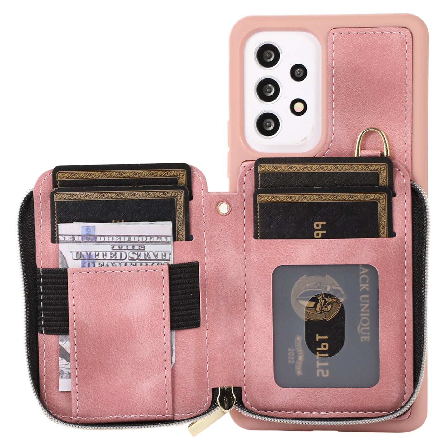 For Samsung Galaxy A13 4G / A13 5G / M13 5G / A04s 4G / A04 4G Zipper Phone Case PU Leather+TPU Kickstand Phone Cover