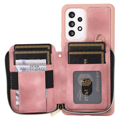For Samsung Galaxy A13 4G / A13 5G / M13 5G / A04s 4G / A04 4G Zipper Phone Case PU Leather+TPU Kickstand Phone Cover