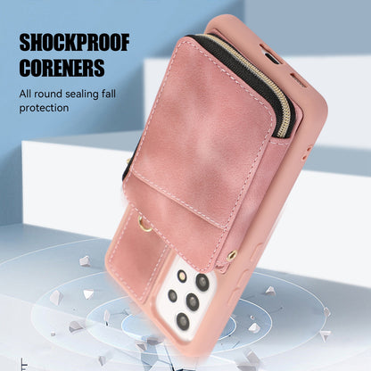 For Samsung Galaxy A13 4G / A13 5G / M13 5G / A04s 4G / A04 4G Zipper Phone Case PU Leather+TPU Kickstand Phone Cover