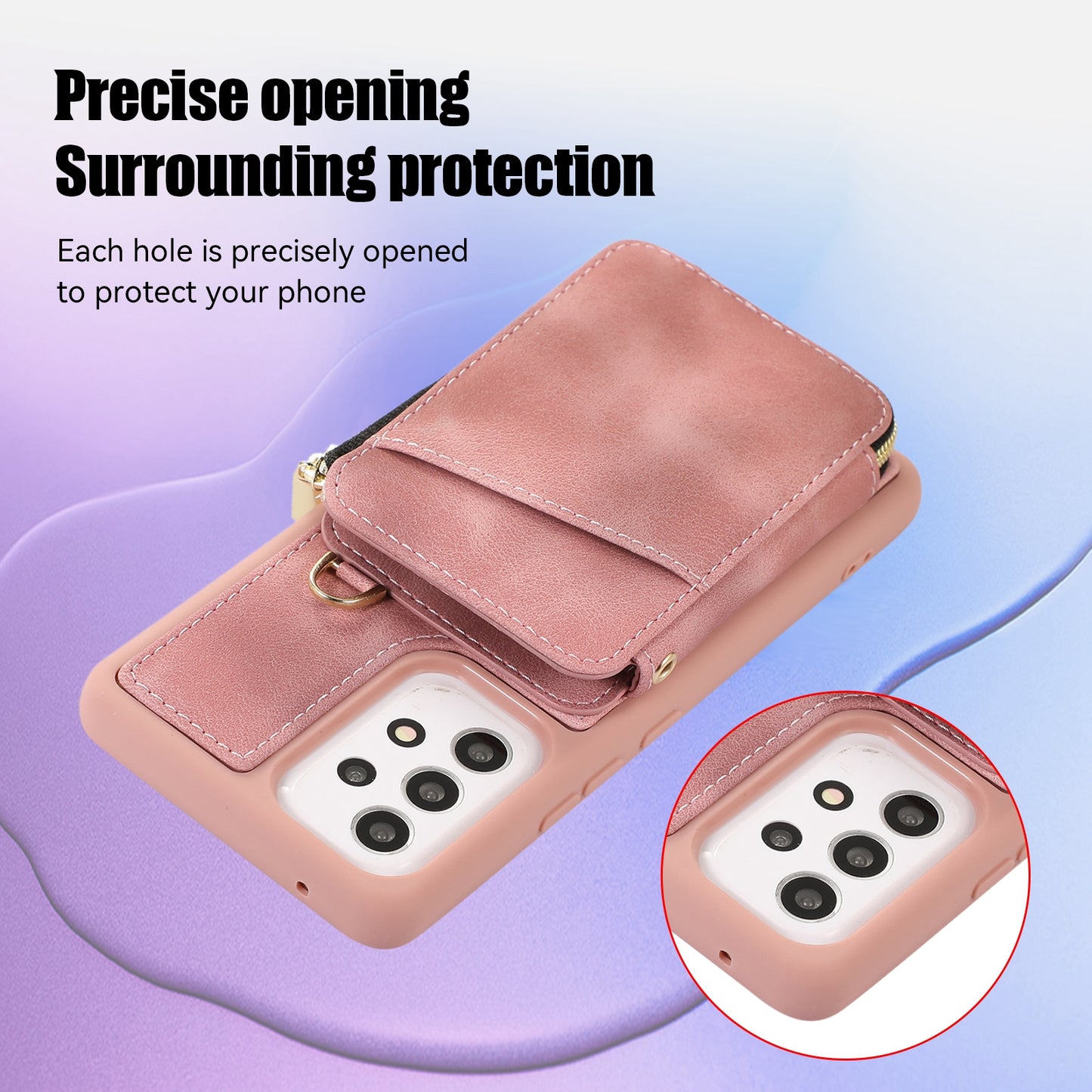 For Samsung Galaxy A13 4G / A13 5G / M13 5G / A04s 4G / A04 4G Zipper Phone Case PU Leather+TPU Kickstand Phone Cover