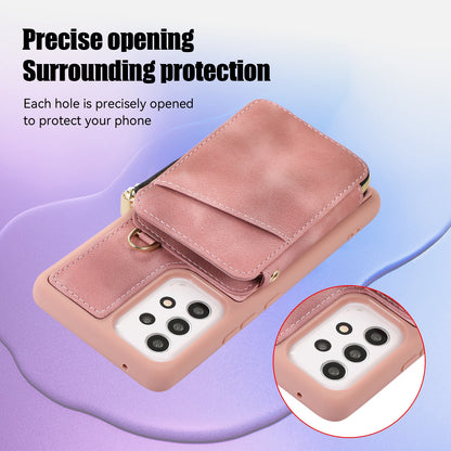For Samsung Galaxy A13 4G / A13 5G / M13 5G / A04s 4G / A04 4G Zipper Phone Case PU Leather+TPU Kickstand Phone Cover