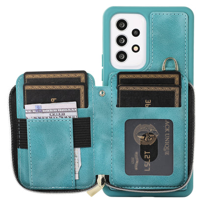 For Samsung Galaxy A13 4G / A13 5G / M13 5G / A04s 4G / A04 4G Zipper Phone Case PU Leather+TPU Kickstand Phone Cover