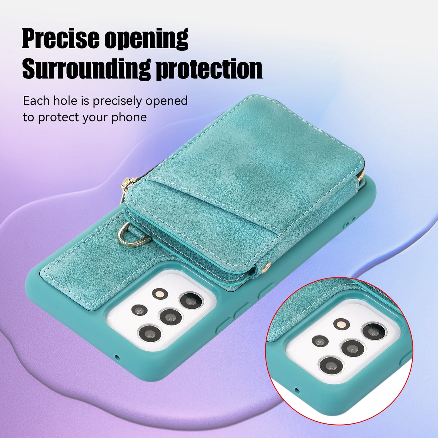 For Samsung Galaxy A13 4G / A13 5G / M13 5G / A04s 4G / A04 4G Zipper Phone Case PU Leather+TPU Kickstand Phone Cover