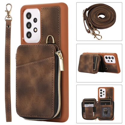 For Samsung Galaxy A13 4G / A13 5G / M13 5G / A04s 4G / A04 4G Zipper Phone Case PU Leather+TPU Kickstand Phone Cover