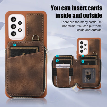 For Samsung Galaxy A13 4G / A13 5G / M13 5G / A04s 4G / A04 4G Zipper Phone Case PU Leather+TPU Kickstand Phone Cover