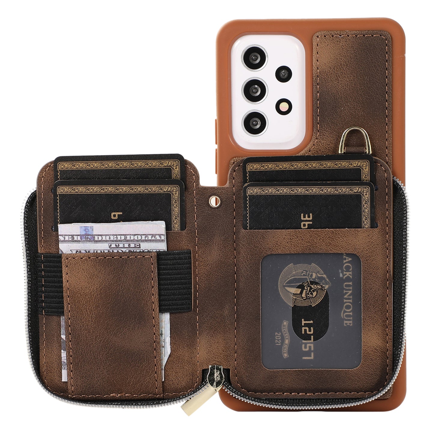 For Samsung Galaxy A13 4G / A13 5G / M13 5G / A04s 4G / A04 4G Zipper Phone Case PU Leather+TPU Kickstand Phone Cover