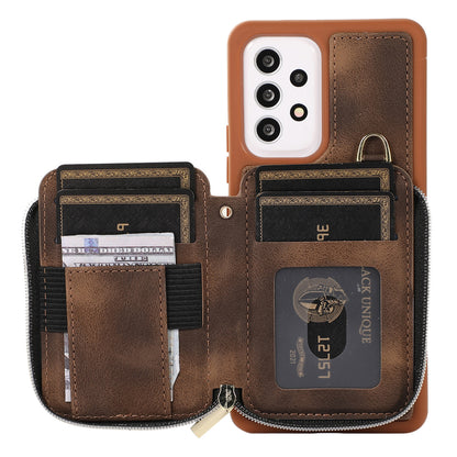 For Samsung Galaxy A13 4G / A13 5G / M13 5G / A04s 4G / A04 4G Zipper Phone Case PU Leather+TPU Kickstand Phone Cover