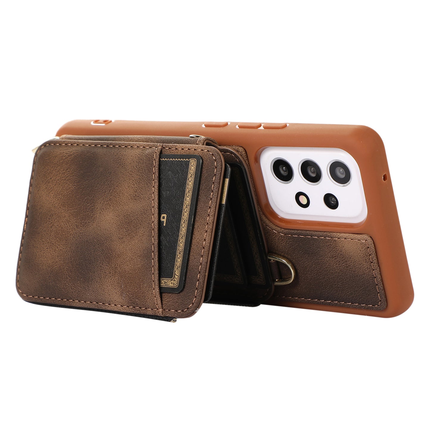 For Samsung Galaxy A13 4G / A13 5G / M13 5G / A04s 4G / A04 4G Zipper Phone Case PU Leather+TPU Kickstand Phone Cover