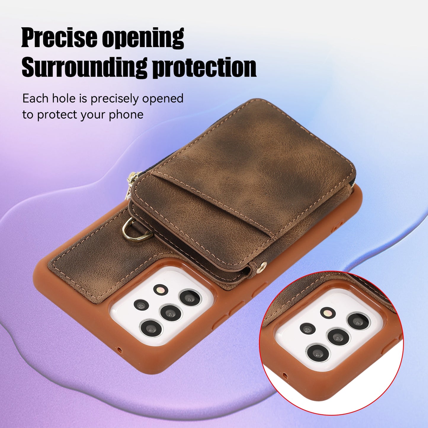 For Samsung Galaxy A13 4G / A13 5G / M13 5G / A04s 4G / A04 4G Zipper Phone Case PU Leather+TPU Kickstand Phone Cover