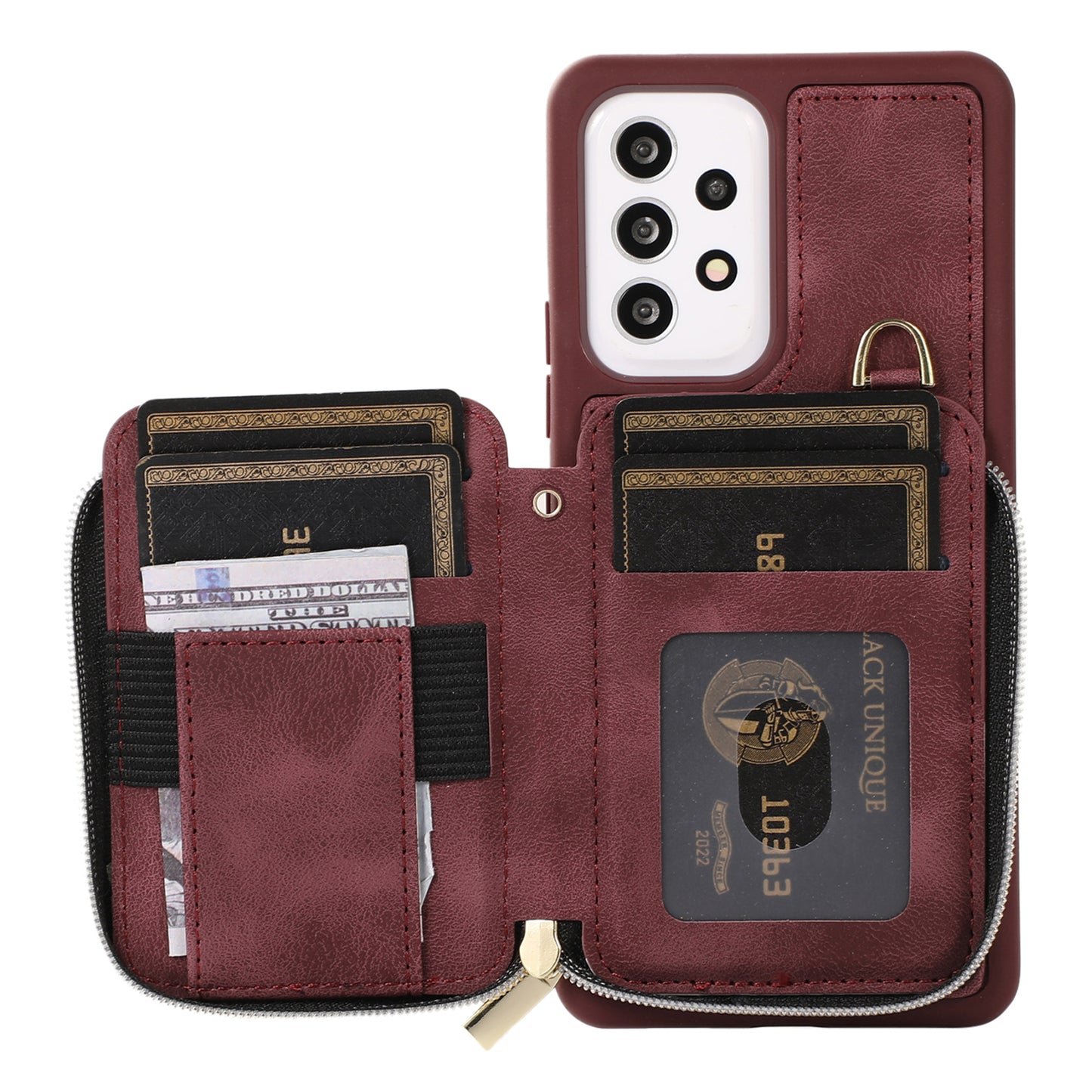 For Samsung Galaxy A13 4G / A13 5G / M13 5G / A04s 4G / A04 4G Zipper Phone Case PU Leather+TPU Kickstand Phone Cover