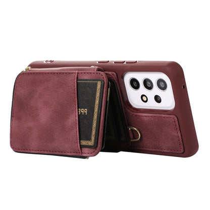 For Samsung Galaxy A13 4G / A13 5G / M13 5G / A04s 4G / A04 4G Zipper Phone Case PU Leather+TPU Kickstand Phone Cover
