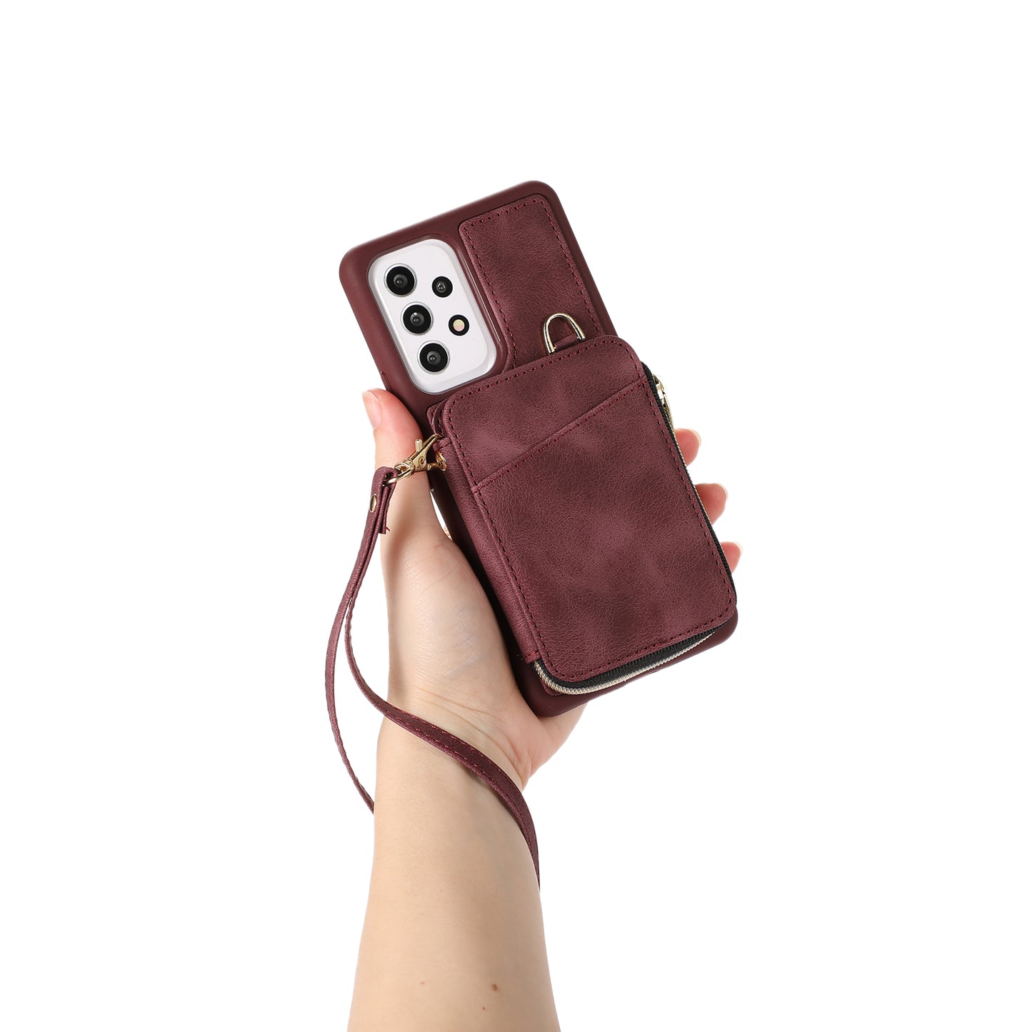 For Samsung Galaxy A13 4G / A13 5G / M13 5G / A04s 4G / A04 4G Zipper Phone Case PU Leather+TPU Kickstand Phone Cover