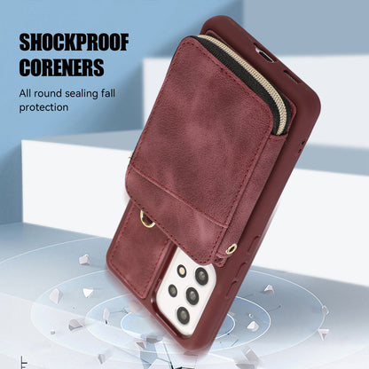 For Samsung Galaxy A13 4G / A13 5G / M13 5G / A04s 4G / A04 4G Zipper Phone Case PU Leather+TPU Kickstand Phone Cover