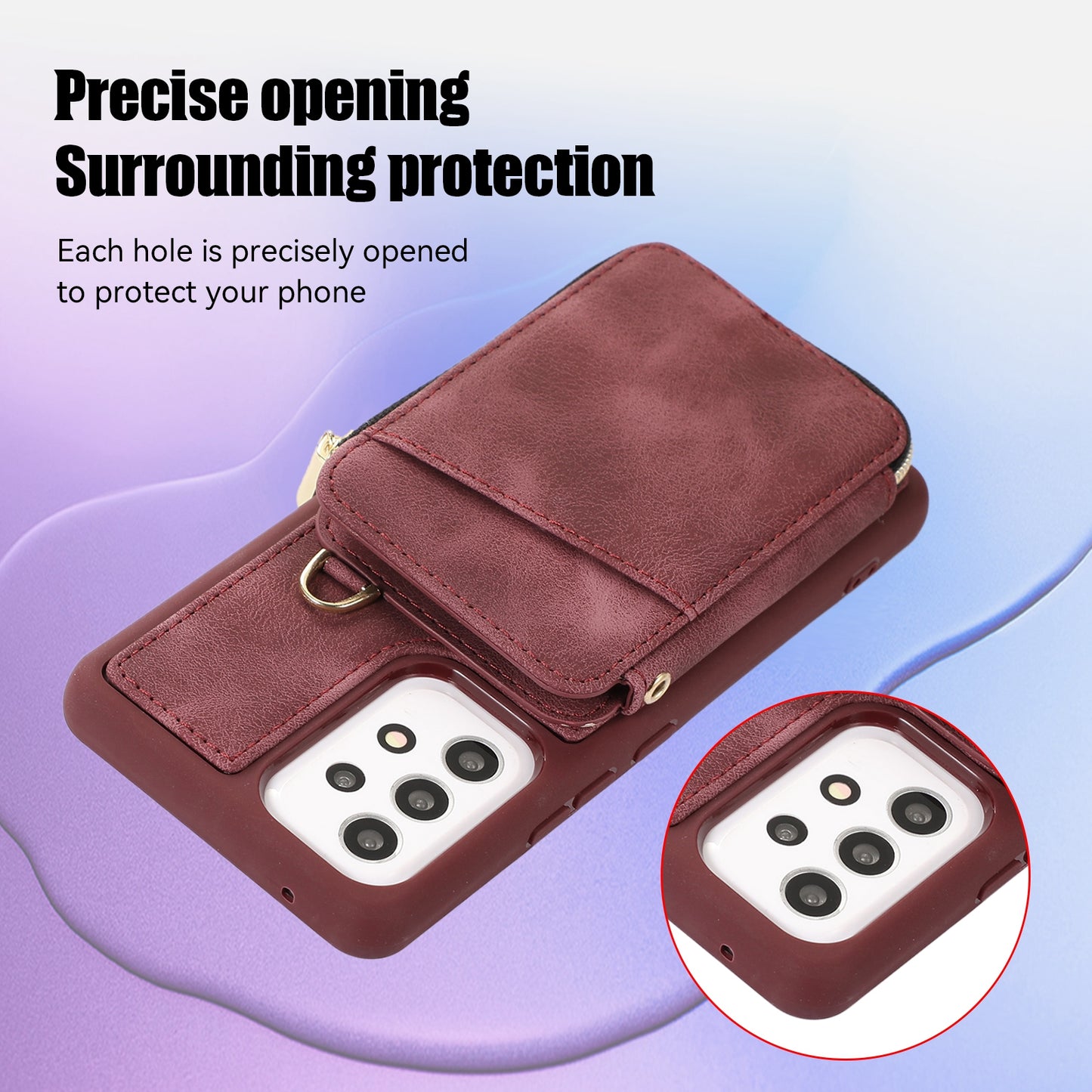 For Samsung Galaxy A13 4G / A13 5G / M13 5G / A04s 4G / A04 4G Zipper Phone Case PU Leather+TPU Kickstand Phone Cover