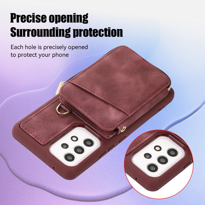 For Samsung Galaxy A13 4G / A13 5G / M13 5G / A04s 4G / A04 4G Zipper Phone Case PU Leather+TPU Kickstand Phone Cover