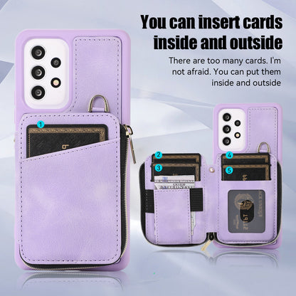 For Samsung Galaxy A13 4G / A13 5G / M13 5G / A04s 4G / A04 4G Zipper Phone Case PU Leather+TPU Kickstand Phone Cover