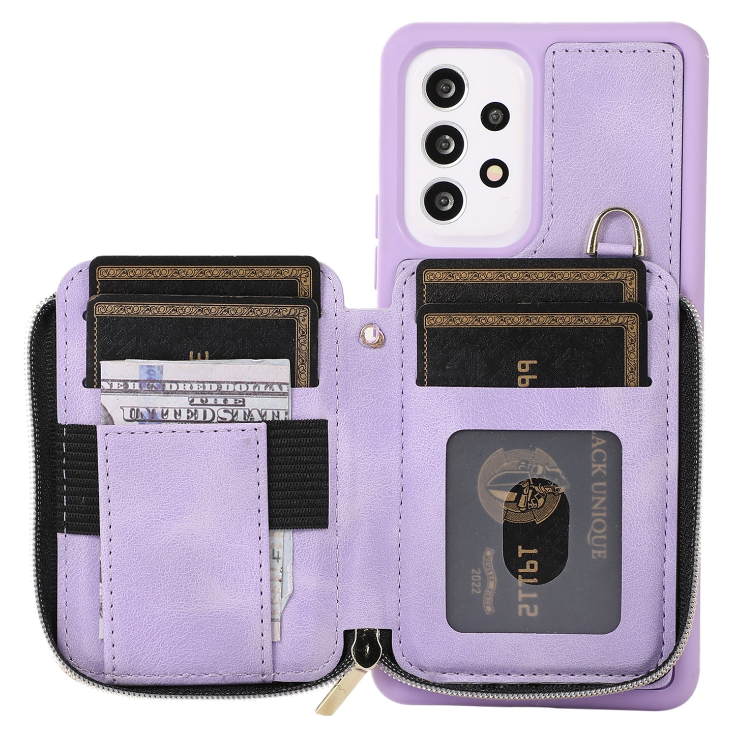For Samsung Galaxy A13 4G / A13 5G / M13 5G / A04s 4G / A04 4G Zipper Phone Case PU Leather+TPU Kickstand Phone Cover