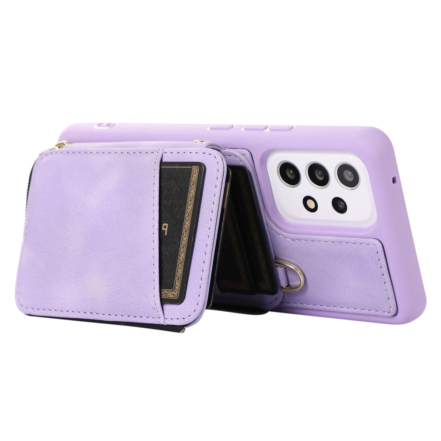 For Samsung Galaxy A13 4G / A13 5G / M13 5G / A04s 4G / A04 4G Zipper Phone Case PU Leather+TPU Kickstand Phone Cover