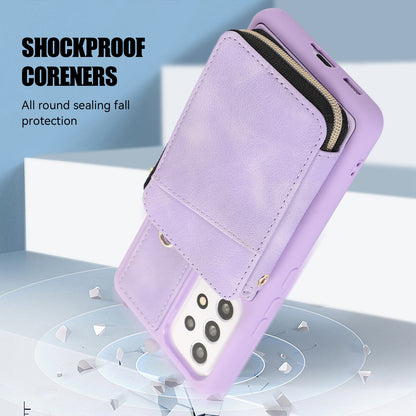 For Samsung Galaxy A13 4G / A13 5G / M13 5G / A04s 4G / A04 4G Zipper Phone Case PU Leather+TPU Kickstand Phone Cover
