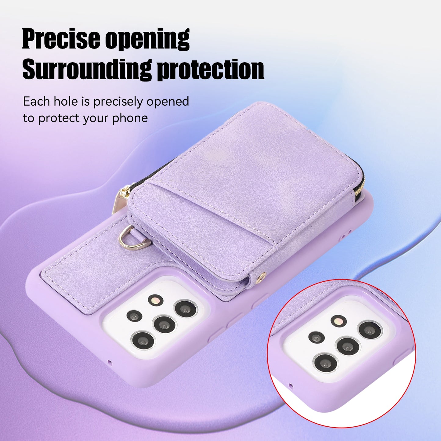 For Samsung Galaxy A13 4G / A13 5G / M13 5G / A04s 4G / A04 4G Zipper Phone Case PU Leather+TPU Kickstand Phone Cover
