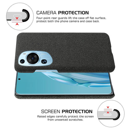 For Huawei P60 Art Non-Slip Phone Case Cloth+Hard PC Shockproof Protective Cover
