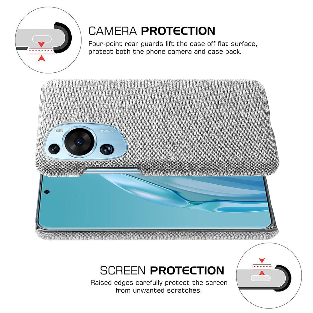 For Huawei P60 Art Non-Slip Phone Case Cloth+Hard PC Shockproof Protective Cover
