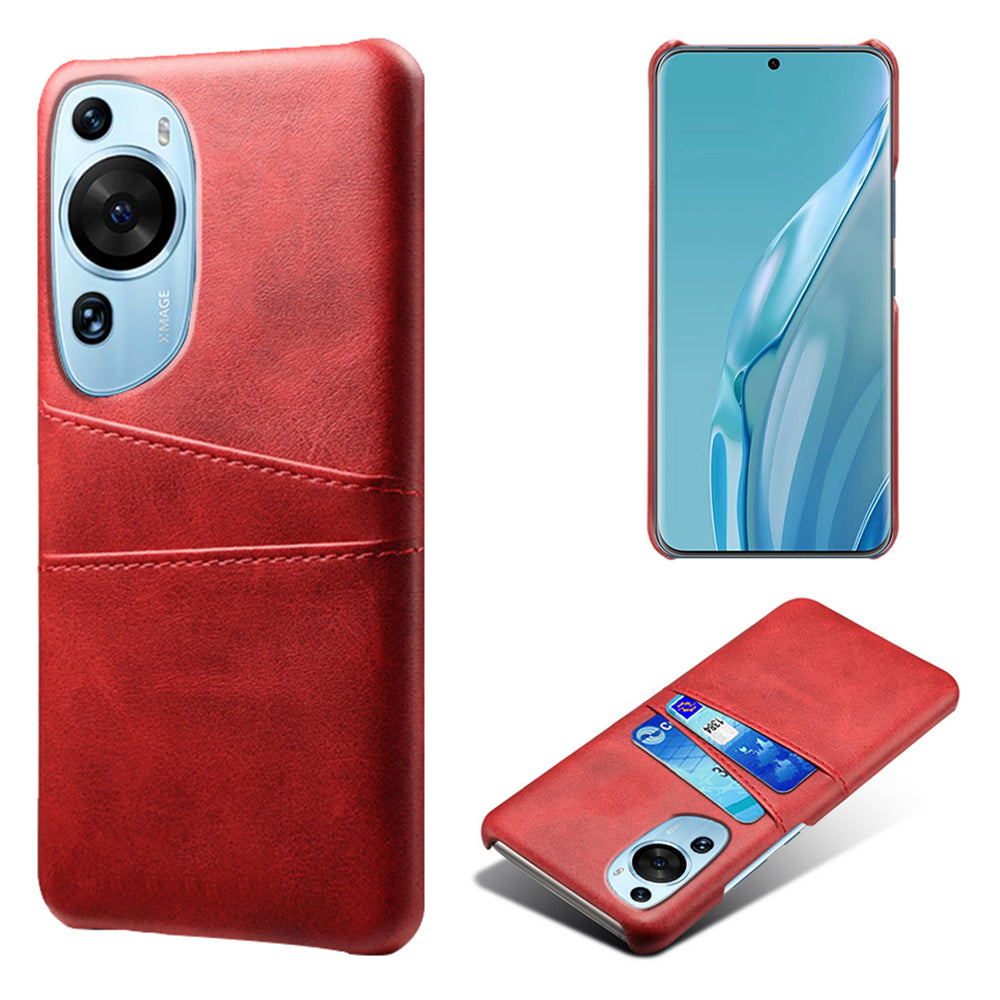 For Huawei P60 Art Phone Case 2 Card Slots Pocket PU Leather + Hard PC Cover