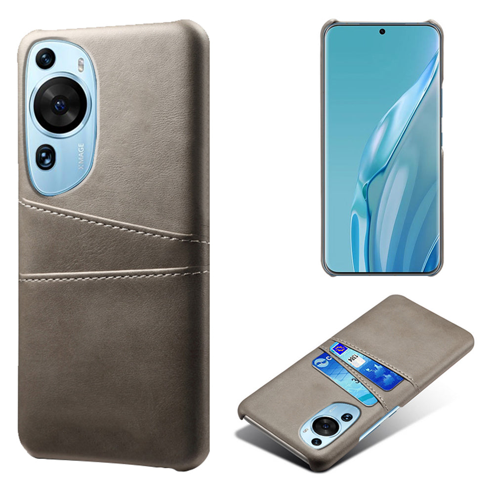 For Huawei P60 Art Phone Case 2 Card Slots Pocket PU Leather + Hard PC Cover
