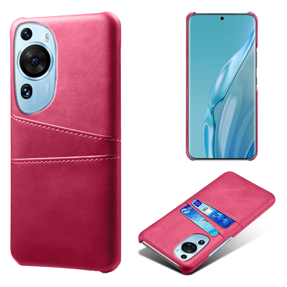 For Huawei P60 Art Phone Case 2 Card Slots Pocket PU Leather + Hard PC Cover