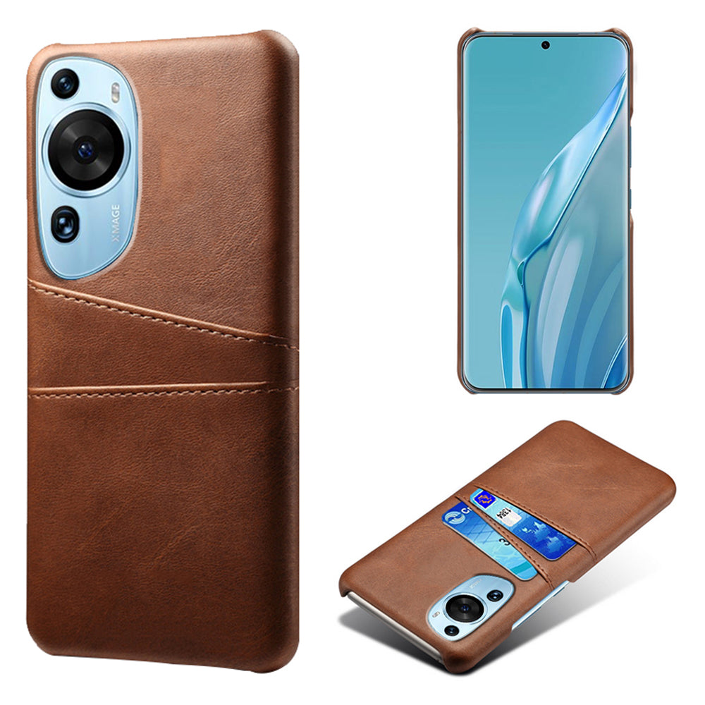For Huawei P60 Art Phone Case 2 Card Slots Pocket PU Leather + Hard PC Cover