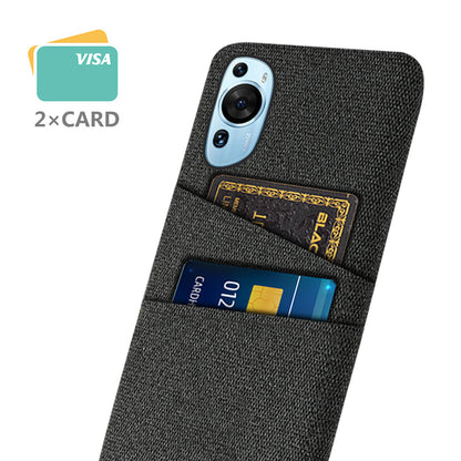 For Huawei P60 Art Dual Card Slots Phone Case Hard PC + Cloth Phone Back Cover