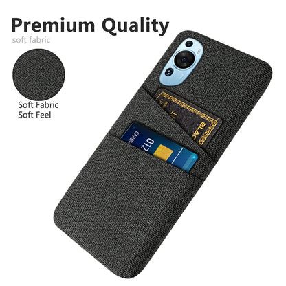 For Huawei P60 Art Dual Card Slots Phone Case Hard PC + Cloth Phone Back Cover