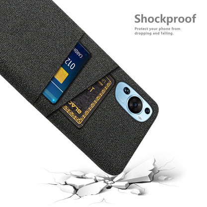 For Huawei P60 Art Dual Card Slots Phone Case Hard PC + Cloth Phone Back Cover