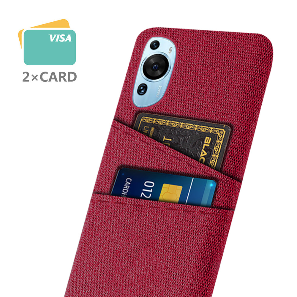 For Huawei P60 Art Dual Card Slots Phone Case Hard PC + Cloth Phone Back Cover