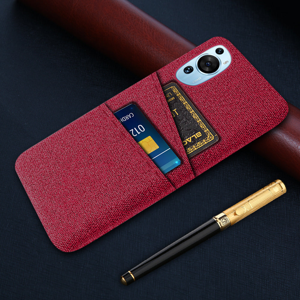 For Huawei P60 Art Dual Card Slots Phone Case Hard PC + Cloth Phone Back Cover